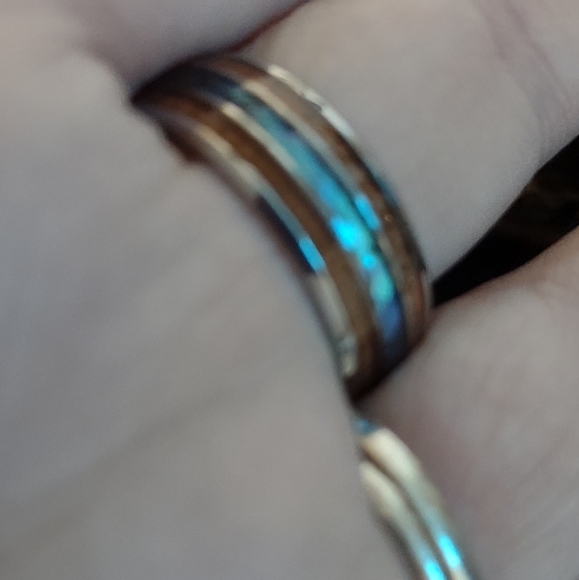 Fire Opal Design Koa Promise Engagement Wedding Ring - Picture 9 of 12